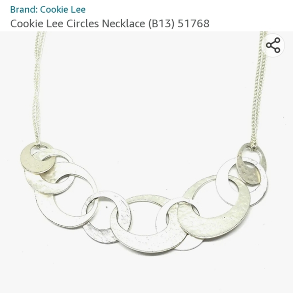 Cookie Lee Circle link necklace on a double box chain.16+ 3 long - Picture 2 of 5